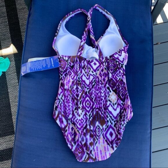 Speedo NWT purple brown One piece swimsuit Sz 10 - Picture 2 of 7
